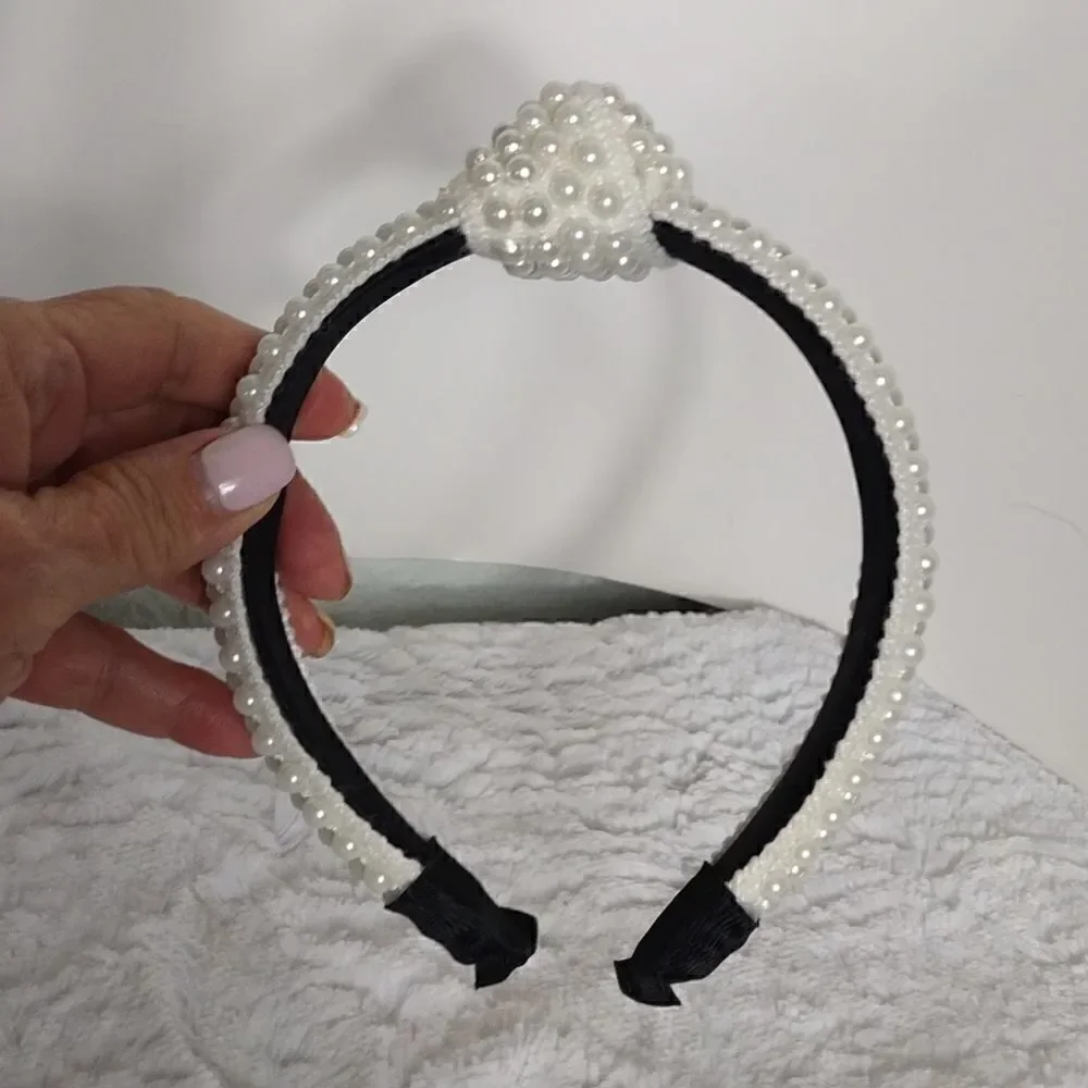 Crocheted Pearl Beaded Hair Band